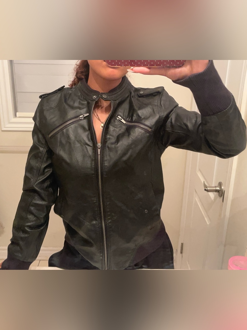 Classic Puma Black Leather Moto Jacket - Women's